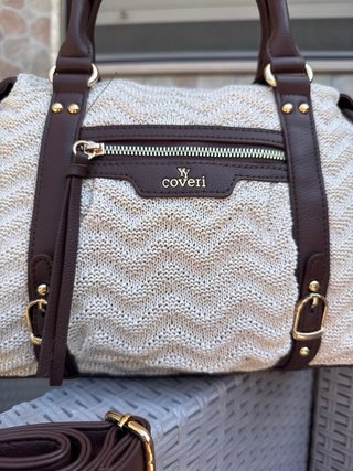 Borsetta Coveri uncinetto beige e marrone
