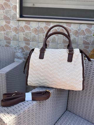 Borsetta Coveri uncinetto beige e marrone