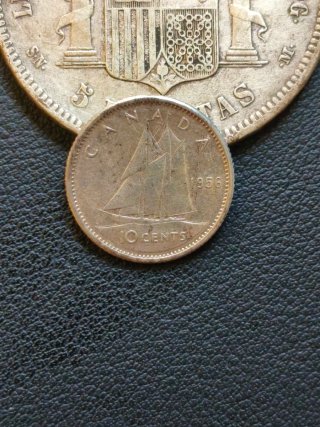 Moneda Plata 10 Céntimos Canadá 1956