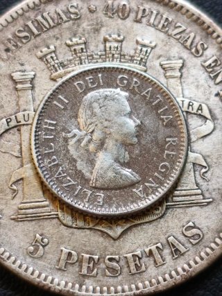 Moneda Plata 10 Céntimos Canadá 1956