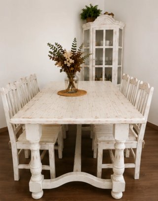 Conjunto Comedor Rústico Provenzal Pino Macizo