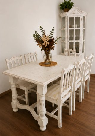 Conjunto Comedor Rústico Provenzal Pino Macizo