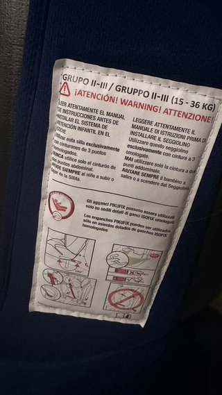 Silla coche grupo 2/3 Isofix