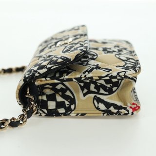 CHANEL Matelasse Checker Flag Chain Pouch Cotton