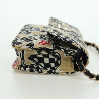CHANEL Matelasse Checker Flag Chain Pouch Cotton