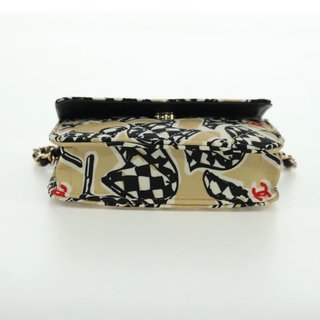 CHANEL Matelasse Checker Flag Chain Pouch Cotton