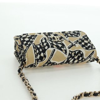 CHANEL Matelasse Checker Flag Chain Pouch Cotton