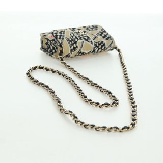 CHANEL Matelasse Checker Flag Chain Pouch Cotton