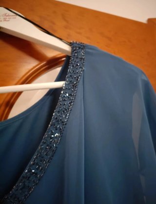 OCASIÓN Vestido de fiesta azul pedrería Y BOLSO