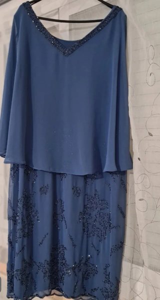OCASIÓN Vestido de fiesta azul pedrería Y BOLSO