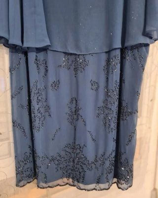 OCASIÓN Vestido de fiesta azul pedrería Y BOLSO