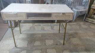 Escritorio ratán 2 cajones madera y metal NUEVO