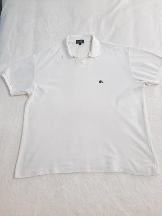 Polo Burberry Blanco Vintage 90s Talla XXL Algodón