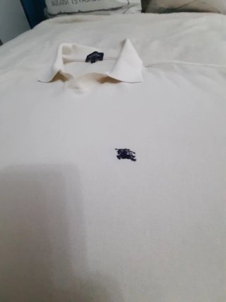 Polo Burberry Blanco Vintage 90s Talla XXL Algodón