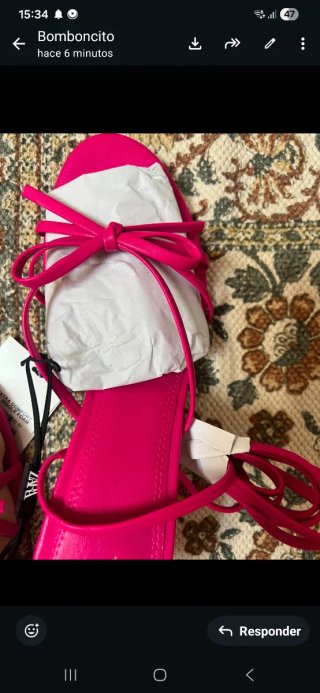 Sandalias Zara planas fucsia lazo