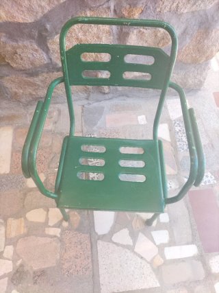 Silla de Terraza Vintage de Metal Verde