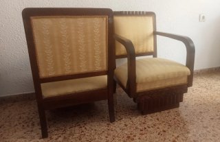 Butacas Art Decó Madera y Tela (2uds)