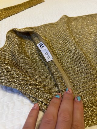 Vestido Zara Hilo Metalizado Verde Talla S