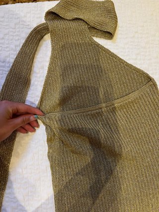 Vestido Zara Hilo Metalizado Verde Talla S