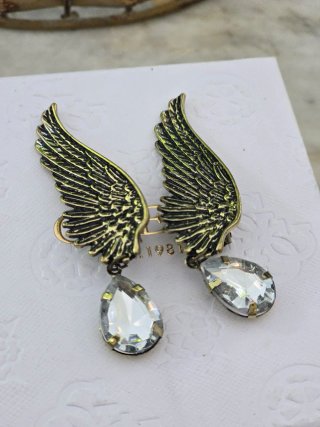 Pendientes Alas con Gota Brillante