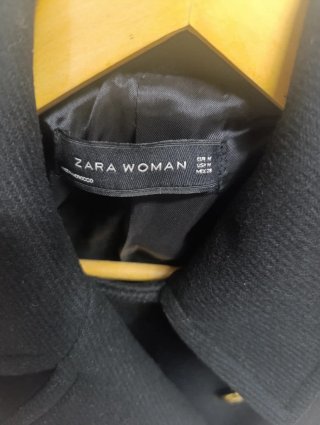 Abrigo paño negro - Zara - Talla M