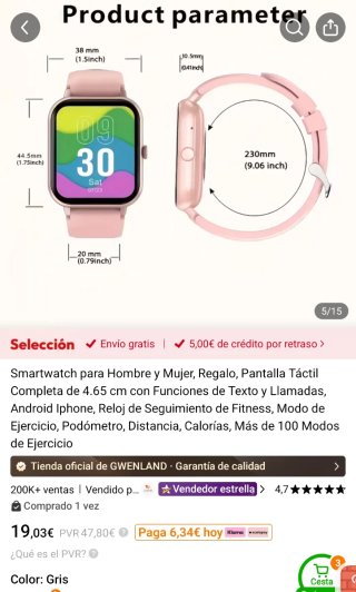 Reloj Inteligente GWENLAND Gris