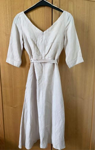 Vestido Mango Lino Beige