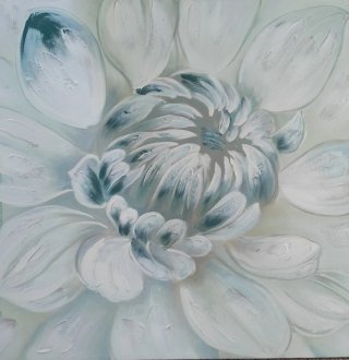 Cuadro Decorativo Flor Teal y Blanco