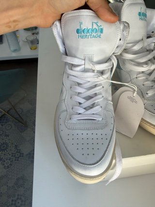 Diadora Heritage Piel T.41 Blanco y Turquesa (8)