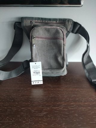 Riñonera de cinturon de lona gris