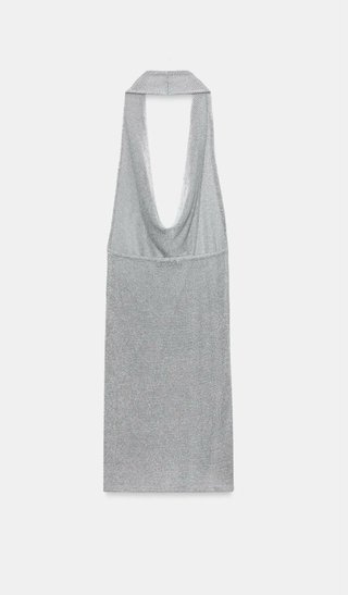 Vestido Zara plateado espalda descubierta
