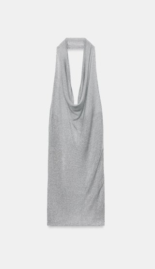 Vestido Zara plateado espalda descubierta