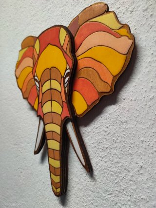 Elefante decorativo geometrico in legno