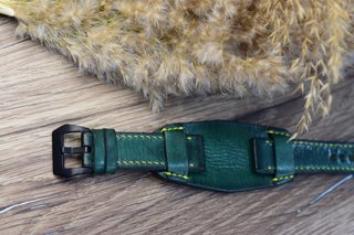 Correa de reloj militar Bund cuero verde