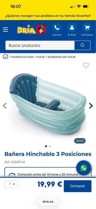 Bañera hinchable bebé palmeras