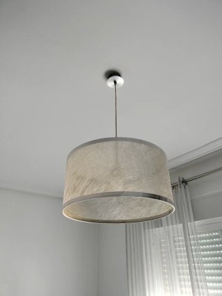 Lámparas salón comedor tela y metal