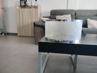 Lámparas salón comedor tela y metal