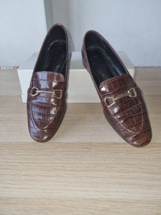 Mocasines Zara efecto cocodrilo Marrón Talla 37