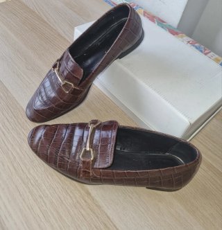 Mocasines Zara efecto cocodrilo Marrón Talla 37
