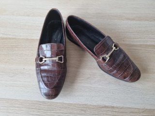Mocasines Zara efecto cocodrilo Marrón Talla 37