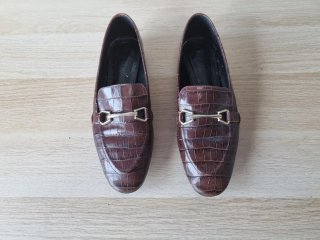 Mocasines Zara efecto cocodrilo Marrón Talla 37