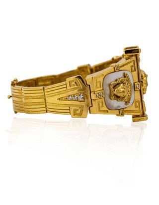Brazalete medusa nácar circonitas 23cm - ref.15152