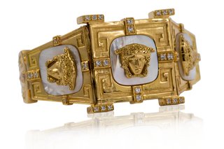 Brazalete medusa nácar circonitas 23cm - ref.15152