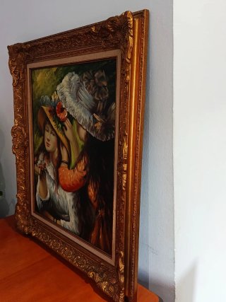 Cuadro Pintura al Óleo Dos Mujeres con Sombreros