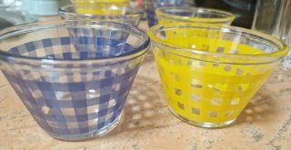 8 Cuencos de Cristal con Diseño Cuadros