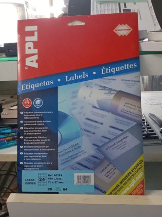 20 hojas etiquetas blancas 70 x 37 mm