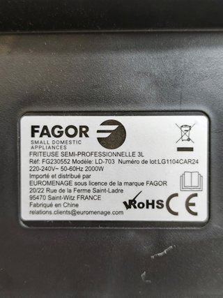 Freidora Fagor 3L 2000W Inox