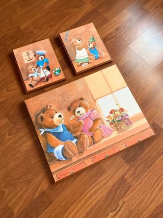 3 Cuadros Ositos Decoración Infantil