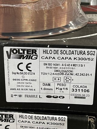 Hilo de soldadura MIG SG2 Voltermig 1mm 15kg K300