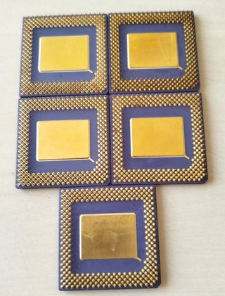 Lote 5 Microprocesadores AMD K5 goldcap